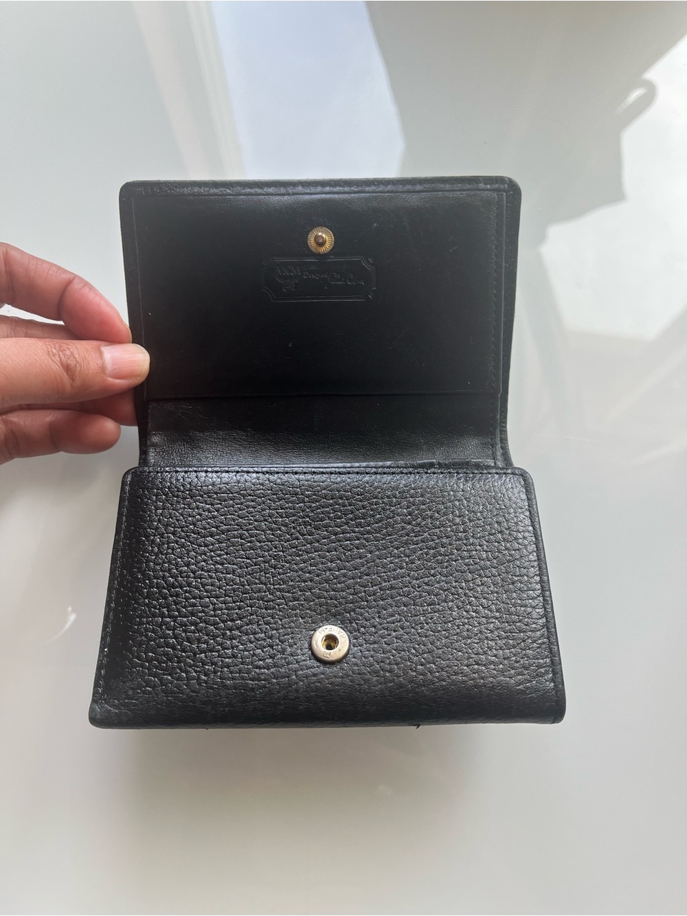MCM VINTAGE BLACK LEATHER TRIFOLD WALLET - Picture 9 of 14